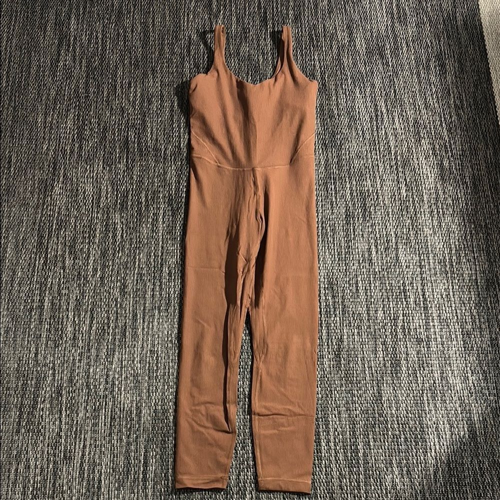 Lululemon Align Ribbed Bodysuit Jumpsuit 25" Roasted Brown Nulu Size 6